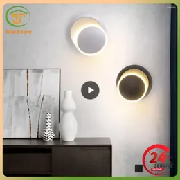 Wall Lamp Nordic Moon Chasing Bedroom Lights Simple Aluminium 360° Rotatable Lighting Eye Protection Home Decors Sconces