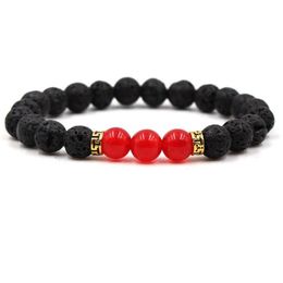Beaded Lava Rock Stone Bead Bracelet Chakra Charm Natural Essential Oil Diffuser Beads Chain For Women Men Fashion Crafts Jewellery Drop Dhpvw