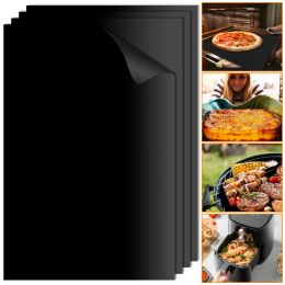 Accessories 4Pcs Oven Liners Grill Mat 60x40cm Non Stick BBQ Grill Liners Reusable Barbecue Baking Liners Cook Pad Microwave Oven Tool