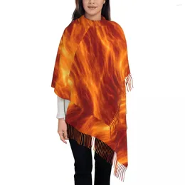 Scarves Womens Scarf Keep Warm Fire Storm Wraps With Long Tassel Abstract Y2k Cool Shawls And Wrap Autumn Design Foulard