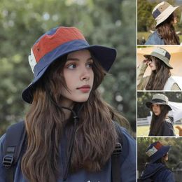 Berets Summer Fisherman Hat Lace-up Windproof Strap Sun Protection Anti-UV Decorative Vacation Climbing Gardening Outdoor Cap