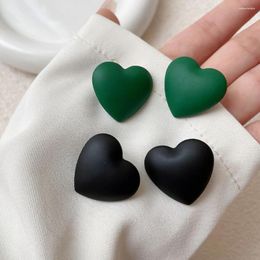 Stud Earrings Vintage Green Black Romantic Heart For Women Acrylic Crystals Temperament Big Earring Jewelry Girls Gifts