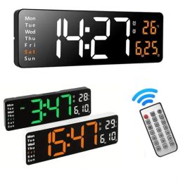 Clocks LED Large Digital Wall Clock Remote Control Temperature Date Week Display Adjustable Brightness Table Wallmounted Alarms Clocks