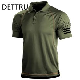 DETTRU Mens TShirts Summer Outdoor Activities Tactical Sports Polo Collar Bottoming Sweatshirts 240430