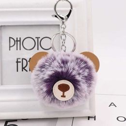 Keychains Lanyards Bear hair ballDelicate Cute Novelty Car Keychain Jewellery Bag Accessories Charm Leather Bear Key Ring Holder Keyfob Jewellery