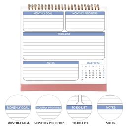 Calendar Jan 2024-Jun 18 Months Planning Calendar De Note Blocks Planner Monthly De Thick Paper Desk De (Pink)