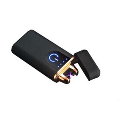 USB Rechargeable Outdoor Touch Induction Dual Arc Zinc Alloy Windproof OEM Classic Electric Lighter