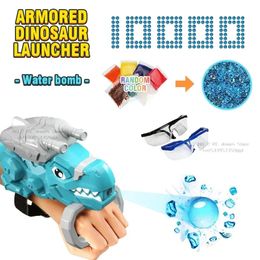 Electric Water Bomb Gun Dinosaur Launcher Glove with 1000 Bullets for Kids Shooting Game In Garden Childrens Toy Boy Summer Gift 240507