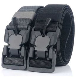 n Accessories New Mens Outdoor Hunting Black Military Tactics Quick Release Magnetic Buckle Multi functional Canvas Nylon Belt Str J240506