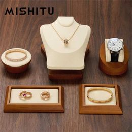 Jewellery Stand Mishitu solid wood Jewellery display stand prop set used for necklace earring storage Q240506