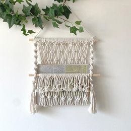 Decorative Figurines Bohemian Tapestry Books And Magazines Net Pocket Nordic Cotton Thread Woven Wall Hanging Storage Home Ornaments