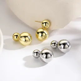 Stud Earrings 10Pairs Korean Fashion Smooth 18K Gold Plated Geometric Oval Round Earring Silver Color Ear Buckle For Women