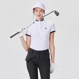 Women's Tracksuits BLKT Half High Neck Polo Shirt Female Short Slve Sports Tops Breathable Slim High-end T-shirt Skirt Suit Women Y240507