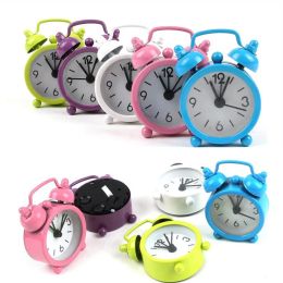 Clocks Cute Mini Alarm Clock Metal Bell Desk Table Digital Quartz Clock 4cm Diameter Electronic Timer Home Decoration Retro Portable