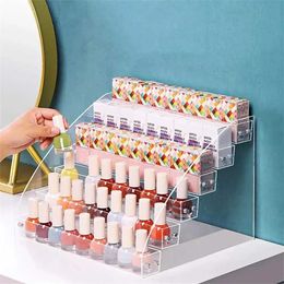 Storage Boxes Bins 6-layer acrylic nail polish display shelf Jewellery cosmetics lipstick sunglasses transparent storage box Q240506