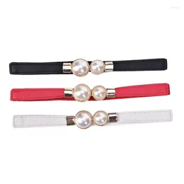 Belts Women Elastic Waist Seal Belt Pearl For Dresses Skirt Waistbands Wasit