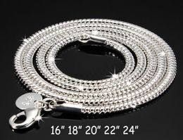 3mm 925 Sterling Chain Silver Necklace 16/18/ 20/22/ 24 Inch Solid Silver Lobster Clasp Necklace Chains for Women Jewelry6477749