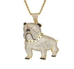BULLDOG Pendant Hip Hop Necklace Micro Pave CZ Zircon With Chain 18KT Gold Plated Fashion Jewellery Rapper Accessories Birthday Gift3089403