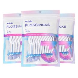 Dental Floss Y-Kelin 30Pcs Disposable Dental Y-type FlossCleaning Tooth Stick Floss Pick Interdental Brush Flosser for Oral Cleaning T240507