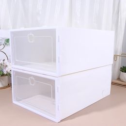 6pcs Shoes Box Drawer Type Shoe Box Thicken Transparent Shoes Organiser Dust-proof Shoes Display Box White Random Shoebox 240506