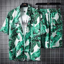 Beach Clothes For Men 2 Piece Set Quick Dry Hawaiian Shirt and Shorts Fashion Clothing Printing Casual Outfits Summer 240426