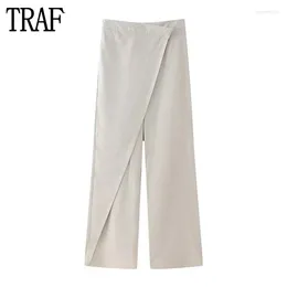 Women's Pants Wrap Loose Woman Summer High Waist Women 2024 Streetwear Wide For Minimalist Casual Trousers Womens