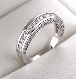 Victoria Wieck Vintage Fashion Jewellery 925 Sterling Silver Princess Cut White Topaz CZ Diamond Gemstones Women Wedding Band Ring F5082542