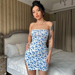 Fresh Women's And Sweet Style New Sexy Chest Wrap, Hip Tie Back Versatile Fragmented Flower Dress