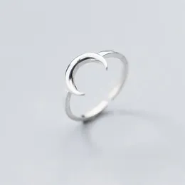 Cluster Rings INS Real 925 Sterling Silver Moon Adjustable Ring For Fashion Women Classic Fine Jewelry Minimalist Accessories