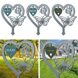 Garden Decorations Decorative Stakes Love Heart Design Butterfly Ornament Plaque Decor Yard Outdoor Home Memorial Gift For Dad Mom