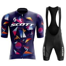SCOTT Mens Cycling Clothes Wear Better Rainbow Team Jersey Short Sleeve Clothing Summer Road Bike Sets 240506