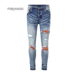 Pants Street Herren Mode Amiirii Marke 2024 Lila High Jean Fashion Jeans perforiert Demin Weens Herren eng BM18