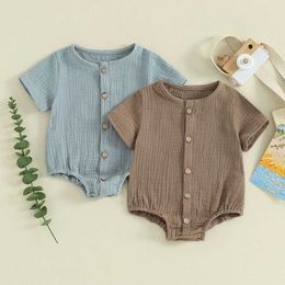 Rompers Baby Clothing Boys salti estivi per abiti neonati Casualmente Color Shold Cotton Cotton H240507