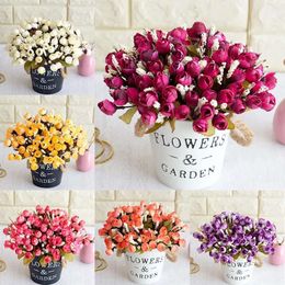 1 & Decorative Bouquet Wreaths Flowers 15 Heads Artificial Small Bud Roses Silk Fake Flower For DIY Home Christmas Garden Wedding Gift 5