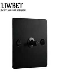 Black Colour 1 gang 2 way Wall Switch and AC220250V Stainless steel panel Light Switch with black Colour toggle T2006051052498