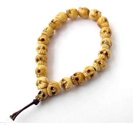Sculptures EASTCODE Charming Mens Ox Bone Carved Skull Beads Buddhist Prayer Wrist Mala Bracelet