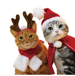 Houses Christmas Pet Hat Cute Antlers Saliva Towel Cat Headgear Hat Birthday Dress Up Plush Rabbit Ears Bouncy Halloween Accessory