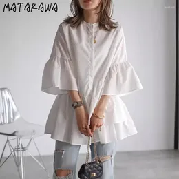 Women's Blouses Matakawa Japanese Style Women Shirts&blouses Ruffles Vintage Spring Summer Blusas Mujer Fashion Elegant Loose Camisas