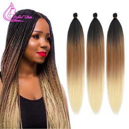 Refined 26 inch long Jumbo Braids Yaki Straight Easy Braid Hair Synthetic DIY Ombre Braiding Hair For Black Woman 240424