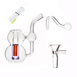 Wholesale MINI protable Gourd Hookah Thick heady 10mm female Clear water dab rig bong with glass oil burner bowl or tobacco smoking bowls