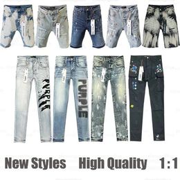 Ksubi -Jeans -Designerin Herren lila Jeans rissen gerade reguläre Jeans, die alte, lange schwarze Jeans mit lila Shorts Jeans gewaschen haben