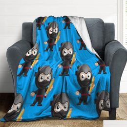 Blanket Createtion Anti-Pilling Flannel Soft Custommake Ninja Killer Night Clothes Funny Kid Pencil Throws For Gift Present Bed Sofa C Dhhm0