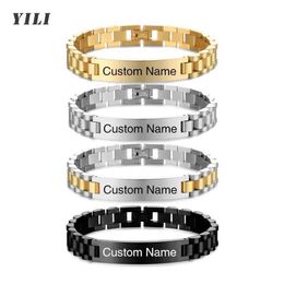 Bangle Personalised carved stainless steel ID strip suitable for men custom name board Him19-21CM Q240506