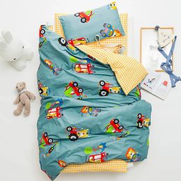 3pcsSet Kids Quilt Kindergarten Bedding Set Bed Sheets Baby Crib Pillowcase Boy Girl Children Cartoon Soft Cotton Quilt Cover 240429