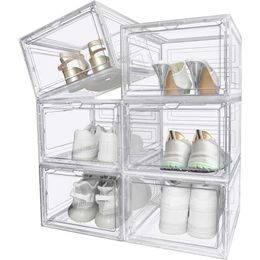 Storage Boxes Bins Stackable shoe box - Upgraded large plastic sports storage with lid Q240506