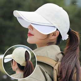 Ball Caps Retractable Large Brim Sun Hat Women Outdoor Sports Quick-Drying Waterproof Baseball Cap Summer Anti-UV Adjustable Hats