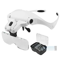 Magnifying Glasses Reading Illuminated Magnifier 1.0X 1.5X 2.0X 2.5X 3.5X 4 Lights Adjustable Head Illuminated Loupe Magnifier