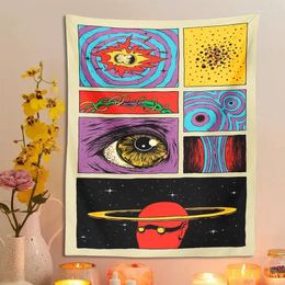 Tapestries Starry Sky Tapestry Wall Hanging Planet Space Cartoon Hippie Eye Room Bohemian Background Fabric Home Decor