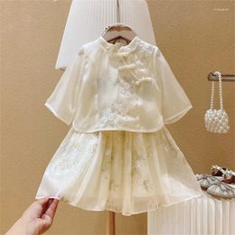 Clothing Sets Girls Fashionable Set 2024 Summer Girl Baby Fashion Top Skirt Two Piece Gentle Sweet Clothes