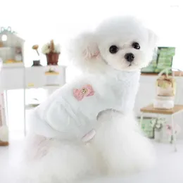 Dog Apparel Autumn Winter Thickened Plush Pet Vest Embroidery Pattern Pocket Zipper Small Medium Coat Waistcoat Jacket Puppy Outfit